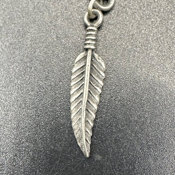 Buffalo Feather Drop Earrings Turquoise Inlay Western Silver Toned Metal - Picture 6 of 8